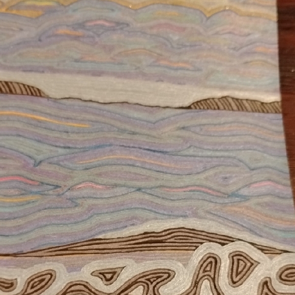 Handmade One Of A Kind Colorful Sunset Ocean Gell Pen Art Card 8.5"X11" - Picture 15 of 16